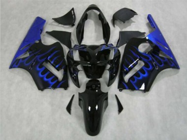 2002-2006 Kawasaki ZX12R Motorcycle Fairing - Glossy Black Blue Flame Canada Websites