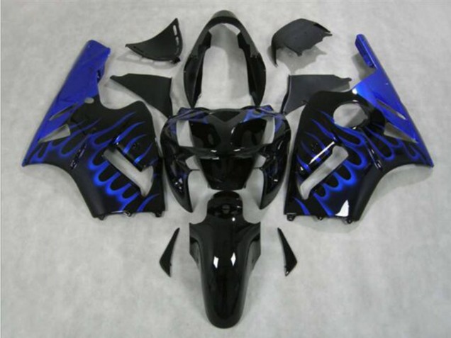 2002-2006 Kawasaki ZX12R Motorcycle Fairing - Glossy Black Blue Flame Canada Websites