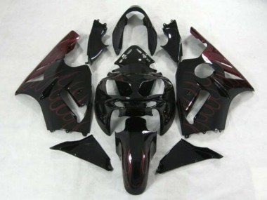 2002-2006 Kawasaki ZX12R Motorcycle Fairings - Glossy Black Burgundy Flame Canada Websites