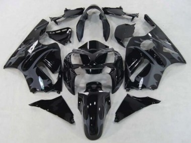 2002-2006 Kawasaki ZX12R Motorcycle Fairings - Glossy Black Grey Tribal Canada Websites