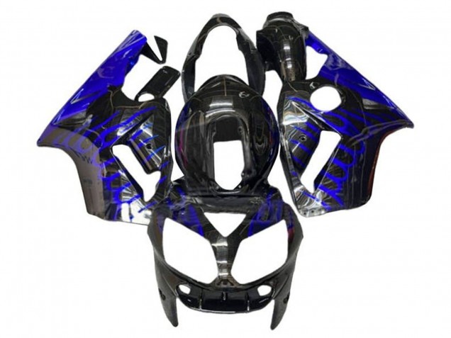 2002-2006 Kawasaki ZX12R Motorcycle Fairings - Glossy Black Blue Flame Canada Websites