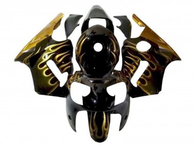 2002-2006 Kawasaki ZX12R Motorcycle Fairings - Glossy Black Gold Flame Canada Websites