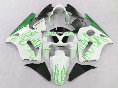 2002-2006 Kawasaki ZX12R Motorcycle Fairings - White Green Flame Canada Websites