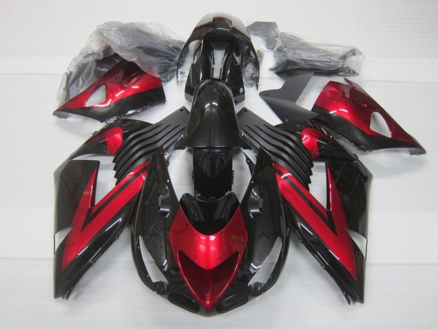 2006-2011 Kawasaki ZX14R ZZR1400 Motorcycle Fairings - Candy Red Glossy Black Canada Websites