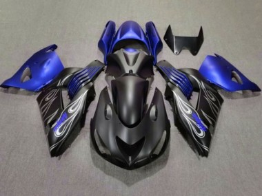 2006-2011 Kawasaki ZX14R ZZR1400 Motorcycle Fairings - Matte Black Blue Silver Flame Canada Websites