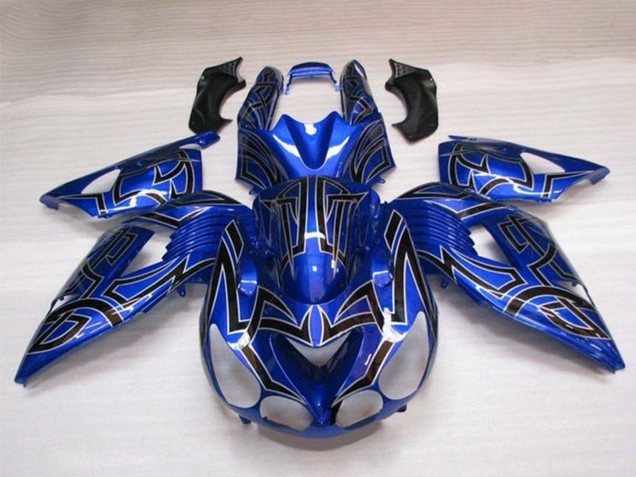 2006-2011 Kawasaki ZX14R ZZR1400 Motorcycle Fairings - Blue Black Silver Tribal Canada Websites