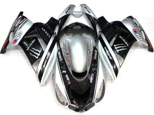 2006-2011 Kawasaki ZX14R ZZR1400 Motorcycle Fairings - Silver Black Elf Touch4 Monster Bridgestone Canada Websites