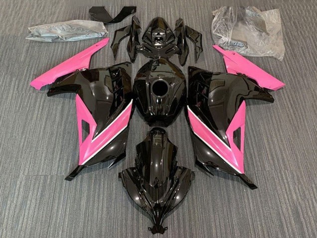 2013-2024 Kawasaki EX300 Motorcycle Fairings - Glossy Black Pink White Stripe Canada Websites