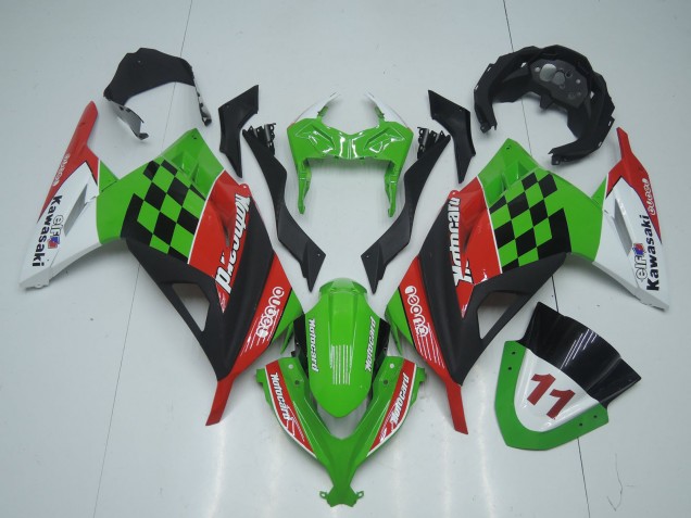 2013-2024 Kawasaki EX300 Motorcycle Fairings - Green White Red Black Motocard Canada Websites