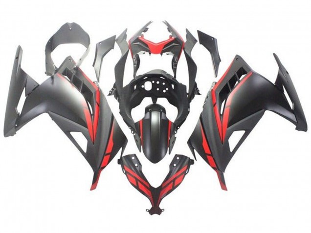 2013-2024 Kawasaki EX300 Motorcycle Fairing - Matte Black Red Canada Websites