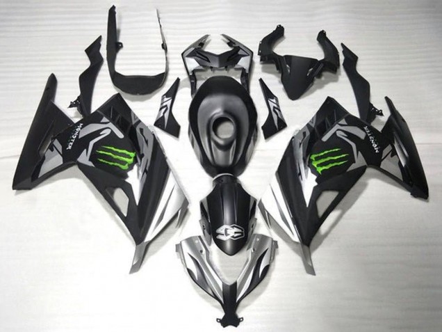 2013-2024 Kawasaki EX300 Motorcycle Fairings - Matte Black Silver Green Monster Canada Websites