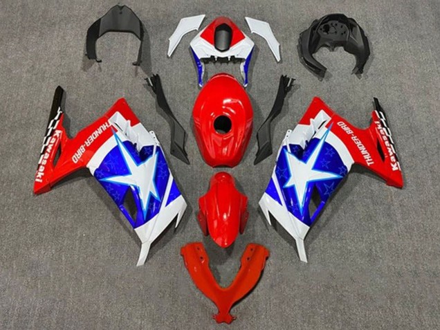 2013-2024 Kawasaki EX300 Motorcycle Fairings - White Red Blue Star Captain America Canada Websites