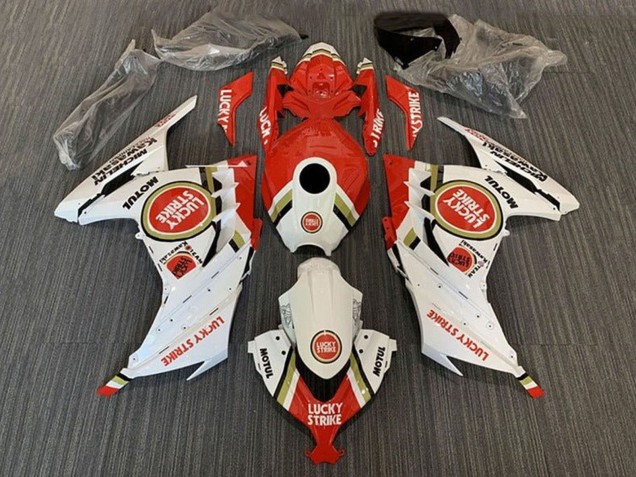 2013-2024 Kawasaki EX300 Motorcycle Fairings - White Red Lucky Strike Canada Websites