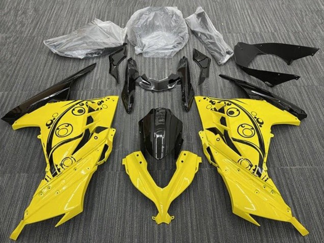 2013-2024 Kawasaki EX300 Motorcycle Fairings - Yellow Black Circles Canada Websites
