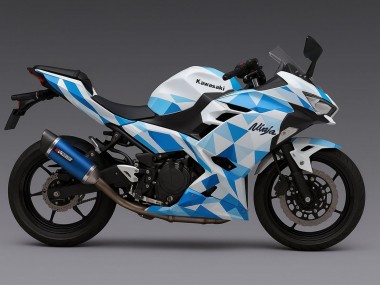 2024-2025 Kawasaki Ninja 500 EX500R Motorcycle Fairings - White Blue Geometric Canada Websites