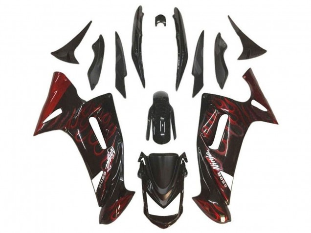 2006-2008 Kawasaki Ninja 650 EX650 Motorcycle Fairings - Glossy Black Red Flame Canada Websites