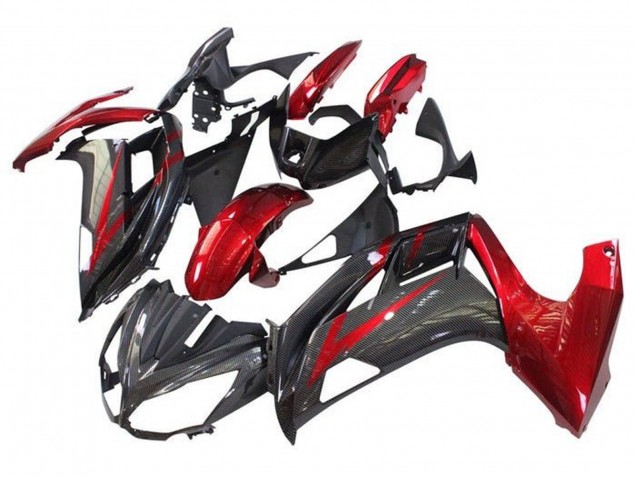 2012-2016 Kawasaki Ninja 650 EX650 Motorcycle Fairings - Red Black Faux Carbon Fiber Canada Websites