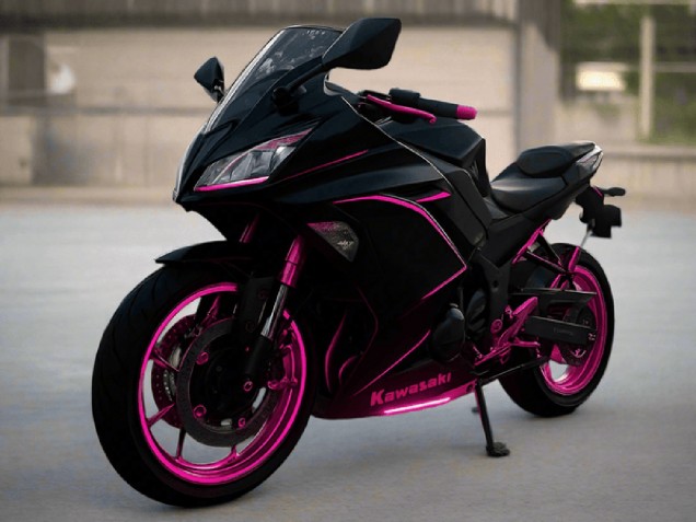 2017-2019 Kawasaki Ninja 650 EX650 Motorcycle Fairings - Glossy Black Pink Stripe Canada Websites