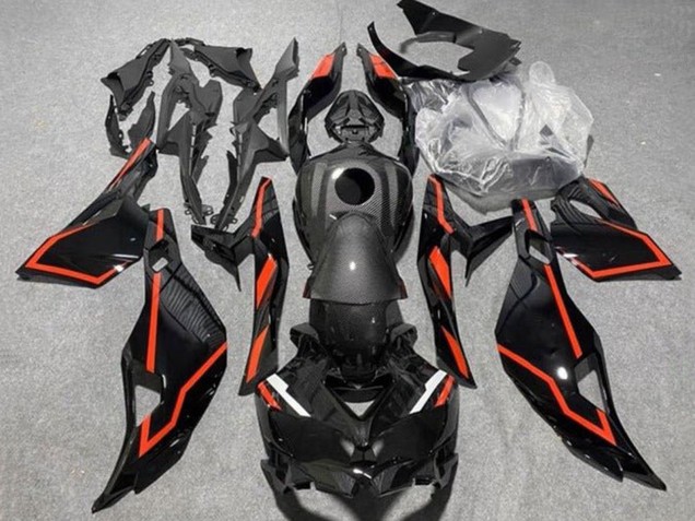 2019-2025 Kawasaki ZX25R ZX-25R Motorcycle Fairings - Black Faux Carbon Fiber Red Canada Websites