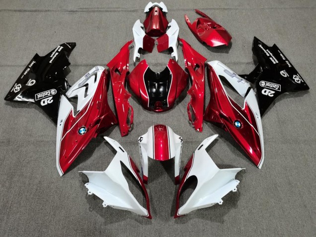 2009-2014 BMW S1000RR Motorcycle Fairings - White Red Glossy Black Castrol Canada Websites