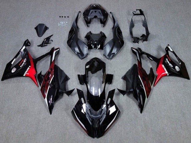 2019-2022 BMW S1000RR Motorcycle Fairings - Black Dark Red Red Canada Websites