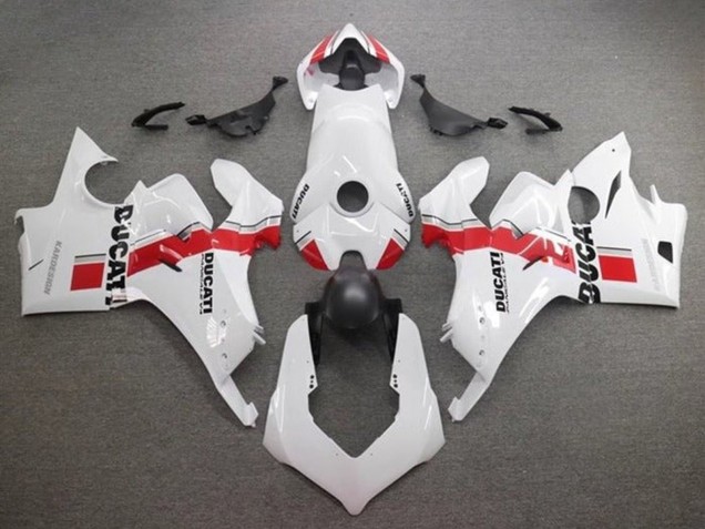 2020-2021 Ducati Panigale V4 V4S Motorcycle Fairings - White Red Stripe Canada Websites