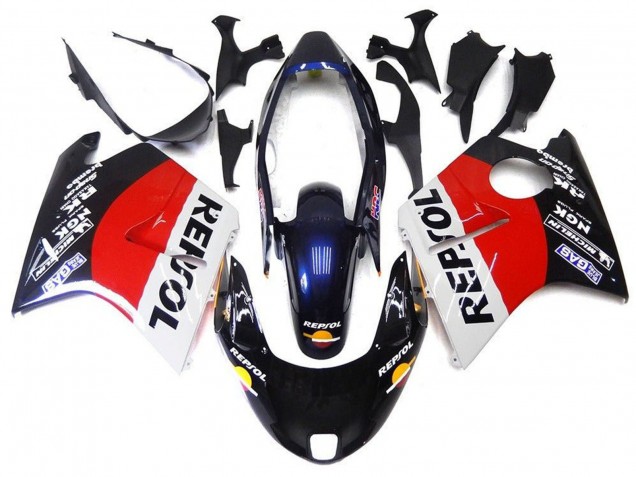 1996-2007 Honda CBR1100XX Blackbird Motorcycle Fairings - Red White Blue Glossy Black Repsol Canada Websites