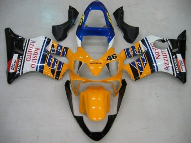 2001-2003 Honda CBR600 F4i Motorcycle Fairings - Yellow White Blue Glossy Black Nastro Azzurro Canada Websites