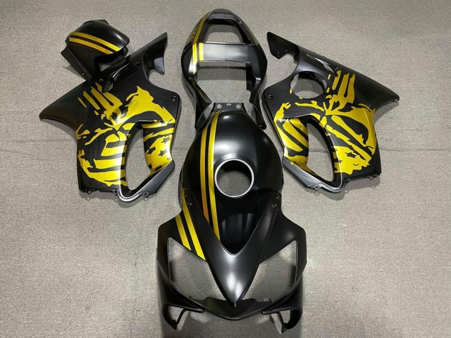 2001-2003 Honda CBR600 F4i Motorcycle Fairings - Gold Matte Black Skull Canada Websites
