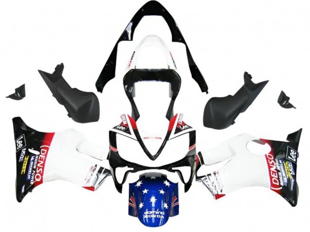 2001-2003 Honda CBR600 F4i Motorcycle Fairings - White Blue Red Glossy Black DENSO Star Canada Websites