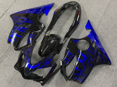 2004-2007 Honda CBR600 F4i Motorcycle Fairings - Glossy Black Blue Flame Canada Websites
