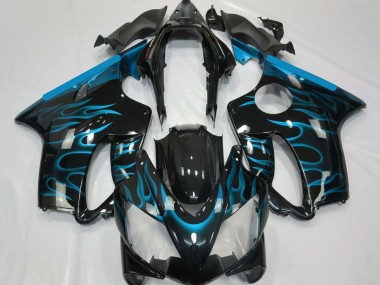 2004-2007 Honda CBR600 F4i Motorcycle Fairings - Glossy Black Light Blue Flame Canada Websites