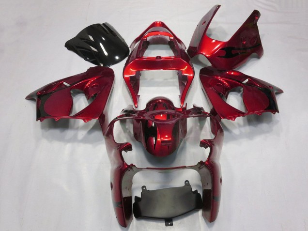 2000-2002 Kawasaki ZX6R Motorcycle Fairings - Candy Red Black Tribal Canada Websites