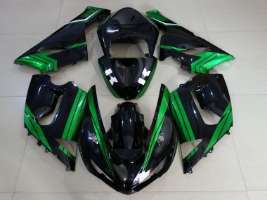 2005-2006 Kawasaki ZX6R Motorcycle Fairings - Green White Glossy Black Canada Websites