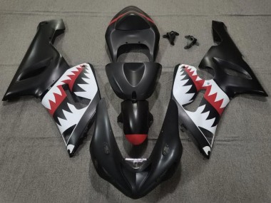 2005-2006 Kawasaki ZX6R Motorcycle Fairings - Matte Black White Red Shark Canada Websites