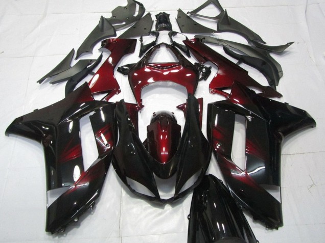 2007-2008 Kawasaki ZX6R Motorcycle Fairings - Black Dark Red Canada Websites