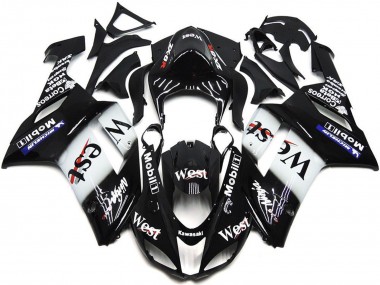 2007-2008 Kawasaki ZX6R Motorcycle Fairings - Black White West Mobil Canada Websites