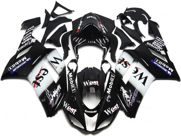 2007-2008 Kawasaki ZX6R Motorcycle Fairings - Black White West Mobil Canada Websites