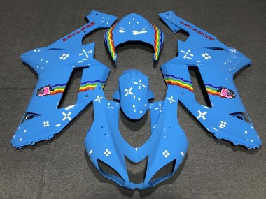 2007-2008 Kawasaki ZX6R Motorcycle Fairings - Light Blue Rainbow Canada Websites