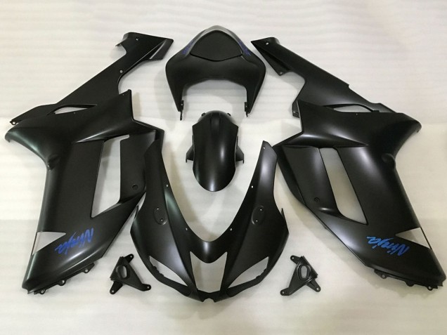 2007-2008 Kawasaki ZX6R Motorcycle Fairings - Matte Black Blue Ninja Canada Websites