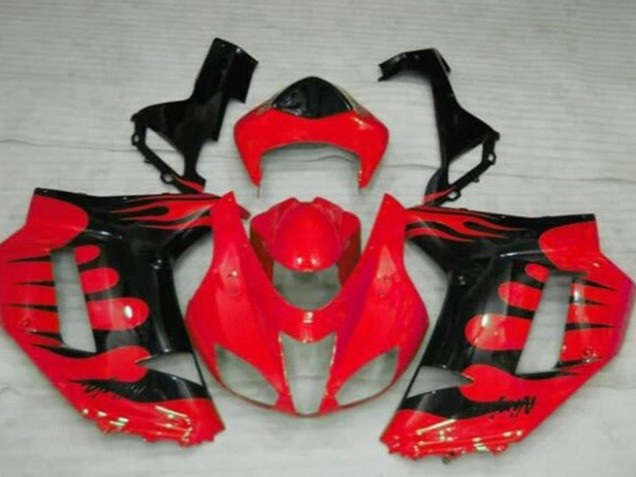 2007-2008 Kawasaki ZX6R Motorcycle Fairings - Red Black Flame Canada Websites