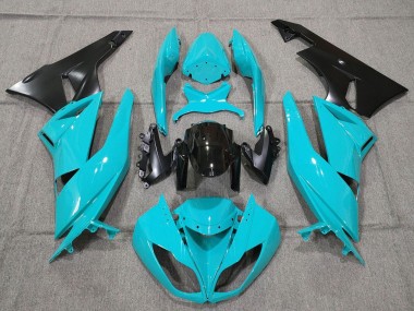 2007-2008 Kawasaki ZX6R Motorcycle Fairings - Turquoise Blue Black Matte Black Canada Websites