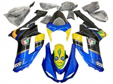 2007-2008 Kawasaki ZX6R Motorcycle Fairings - Blue Black Yellow Shark Canada Websites