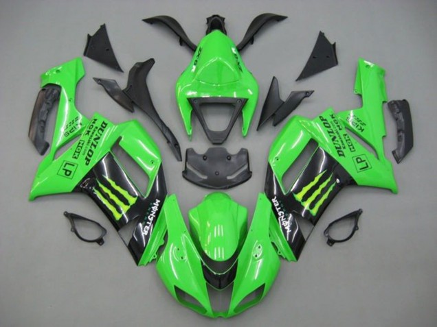 2007-2008 Kawasaki ZX6R Motorcycle Fairings - Green Black Monster Energy Canada Websites