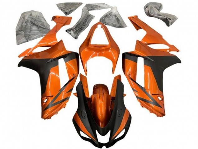 2007-2008 Kawasaki ZX6R Motorcycle Fairings - Orange Matte Black Canada Websites