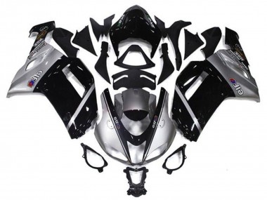 2007-2008 Kawasaki ZX6R Motorcycle Fairings - Silver Black Elf Canada Websites