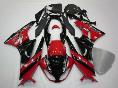 2009-2012 Kawasaki ZX6R Motorcycle Fairings - Red Glossy Black Elf Touch4 Bridgestone Canada Websites