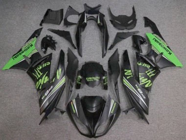 2009-2012 Kawasaki ZX6R Motorcycle Fairings - Matte Black Green Monster Canada Websites