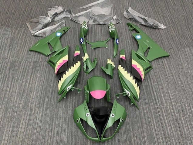 2009-2012 Kawasaki ZX6R Motorcycle Fairings - Yellow Pink Matte Green Shark Canada Websites