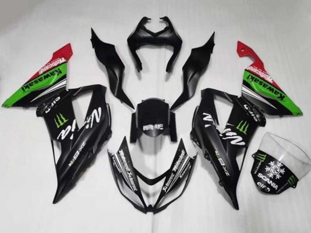 2013-2018 Kawasaki ZX6R Motorcycle Fairings - Matte Black Green Red White Monster Snow Canada Websites